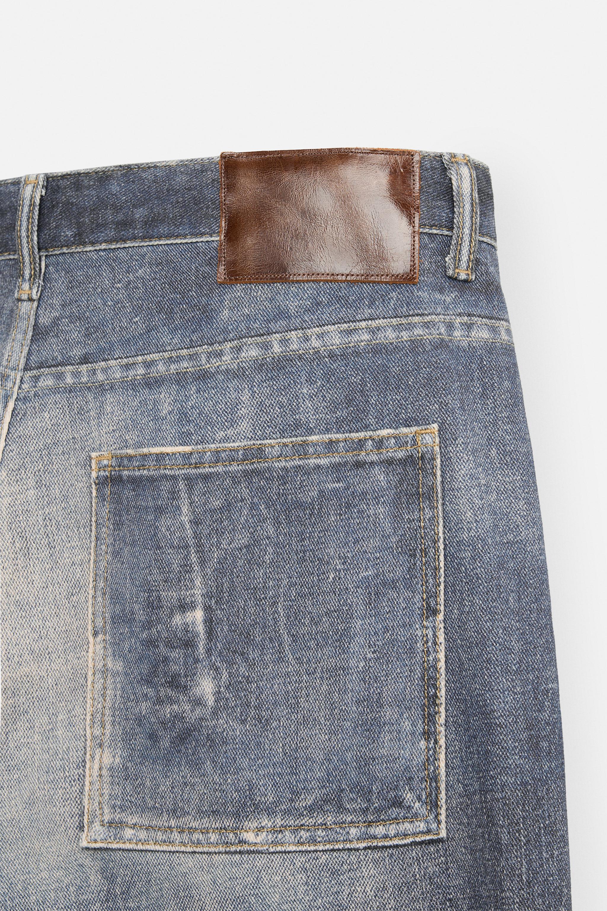 PRINTED WASHED BAGGY FIT JEANS - Blue | ZARA United States