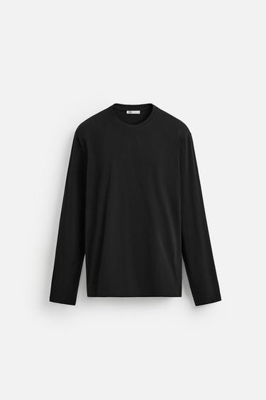 Zara BASIC SLIM FIT T-SHIRT - Black - Image 0