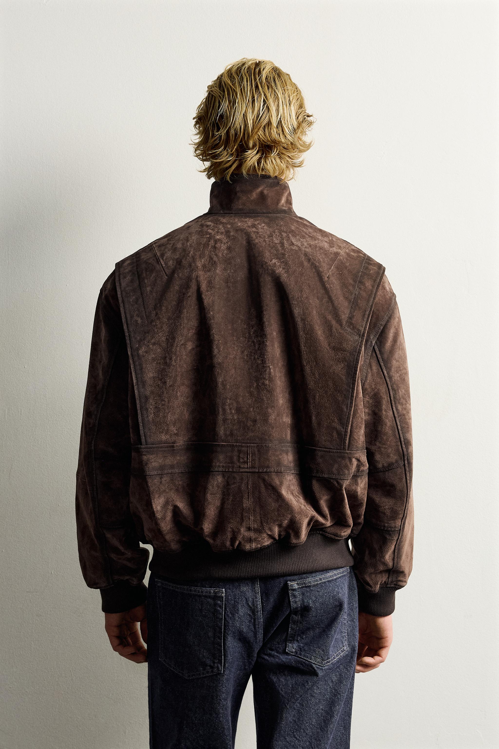 BLOUSON RELAXED FIT EN CUIR SUÉDÉ