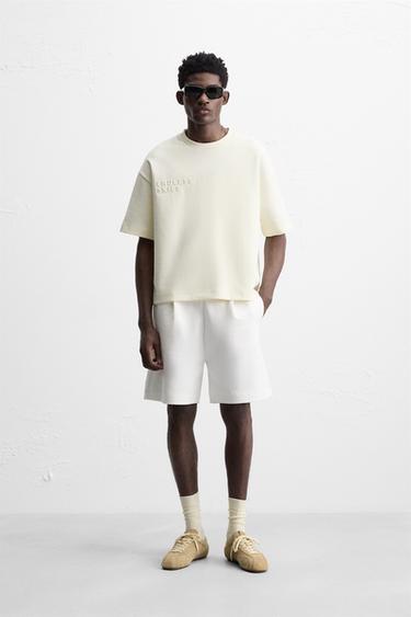 TECHNICAL PLEATED BERMUDA SHORTS - Oyster-white by Zara