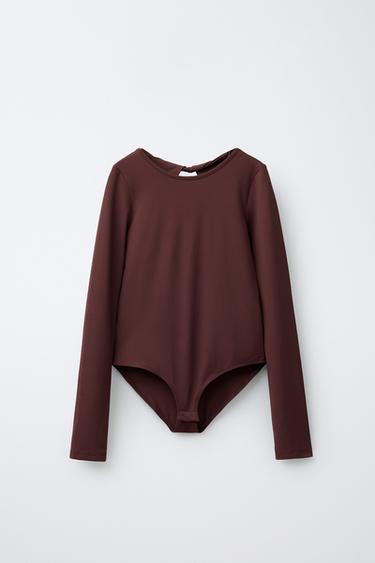 POLYMIDE CUT-OUT BODYSUIT - Brown by Zara