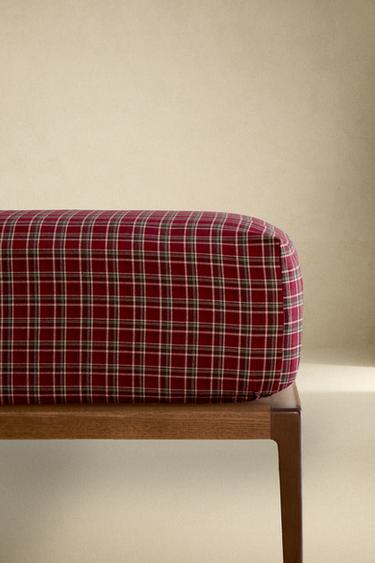 SÁBANA BAJERA FRANELA CUADROS ROJOS NAVIDAD - Rojo de Zara