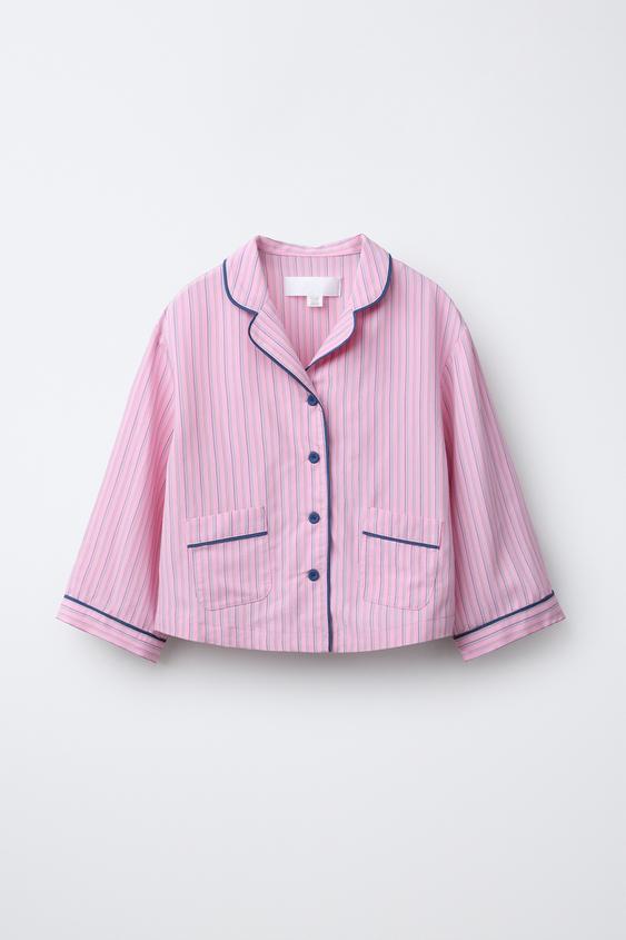 CAMISA ESTAMPADA DE LISTRAS - Rosa da Zara - Imagem 0