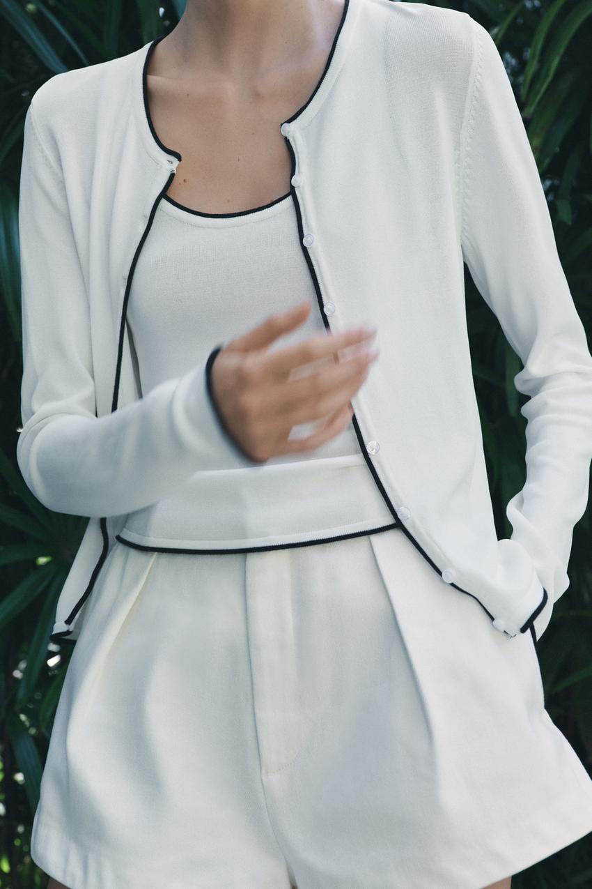 KNIT JACKET WITH PIPING
