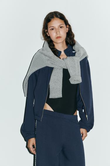 PANTALON MOLLETON LARGE DENTELLE - Bleu marine de Zara - Image 1