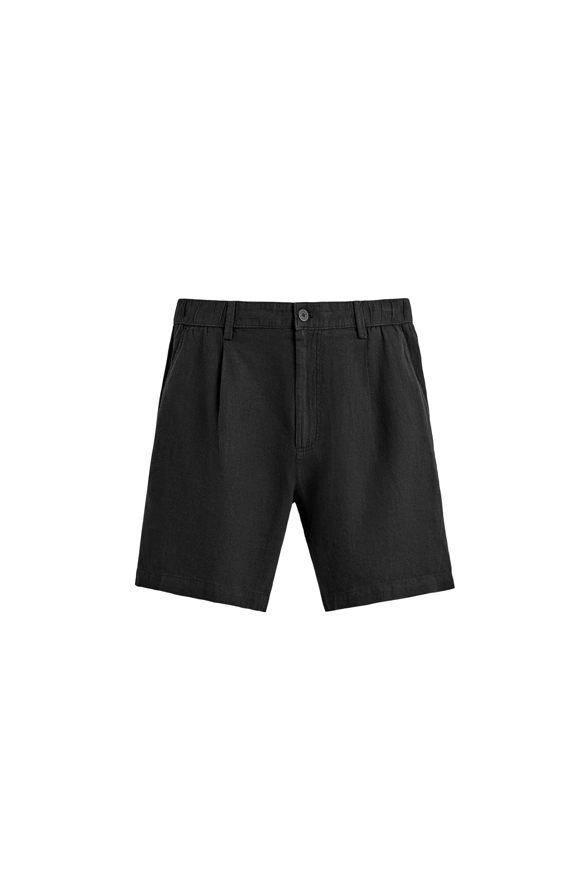100% LINEN RELAXED FIT SHORTS - Black | ZARA United States