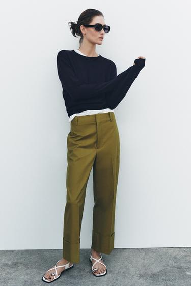 ZW COLLECTION CHINO TROUSERS - Olive green by Zara - Image 0