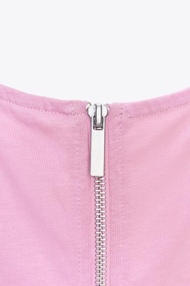 PLEATED ZIP T-SHIRT - Pink by Zara - Image 7
