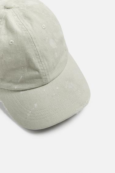 WASHED SPLATTER CAP - Grey green by Zara - Image 6
