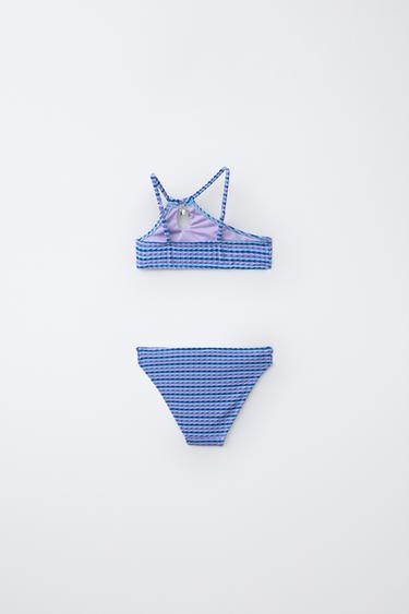 6-14 YEARS / TEXTURED STRIPED BIKINI - Blue by Zara - Image 1