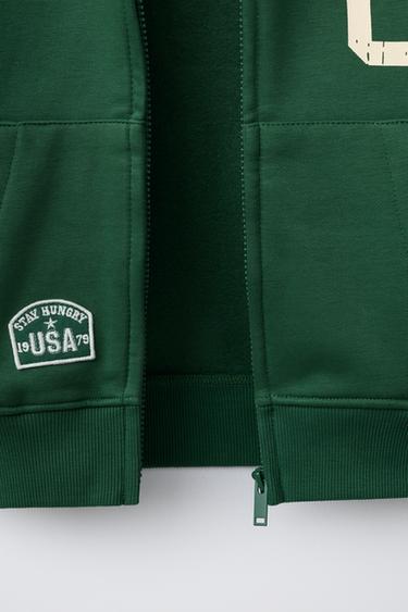 SWEAT À CAPUCHE JOGGING LETTRE - VERT de Zara - Image 3