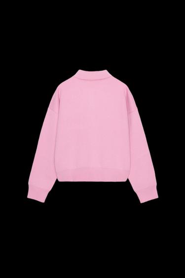 KNIT POLO SHIRT WITH POCKET - Pastel pink by Zara