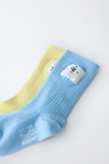 LOT DE DEUX CHAUSSETTES MONTANTES MICKEY MOUSE ET DONALD DUCK © DISNEY - Jaune de Zara - Image 1