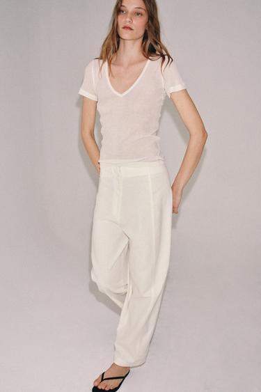 Zara Kirli-beyaz - ZW COLLECTION KETEN PANTOLON