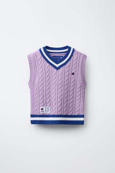 Zara CHAMPION ® X ZARA KNIT VEST - Purple - Image 0