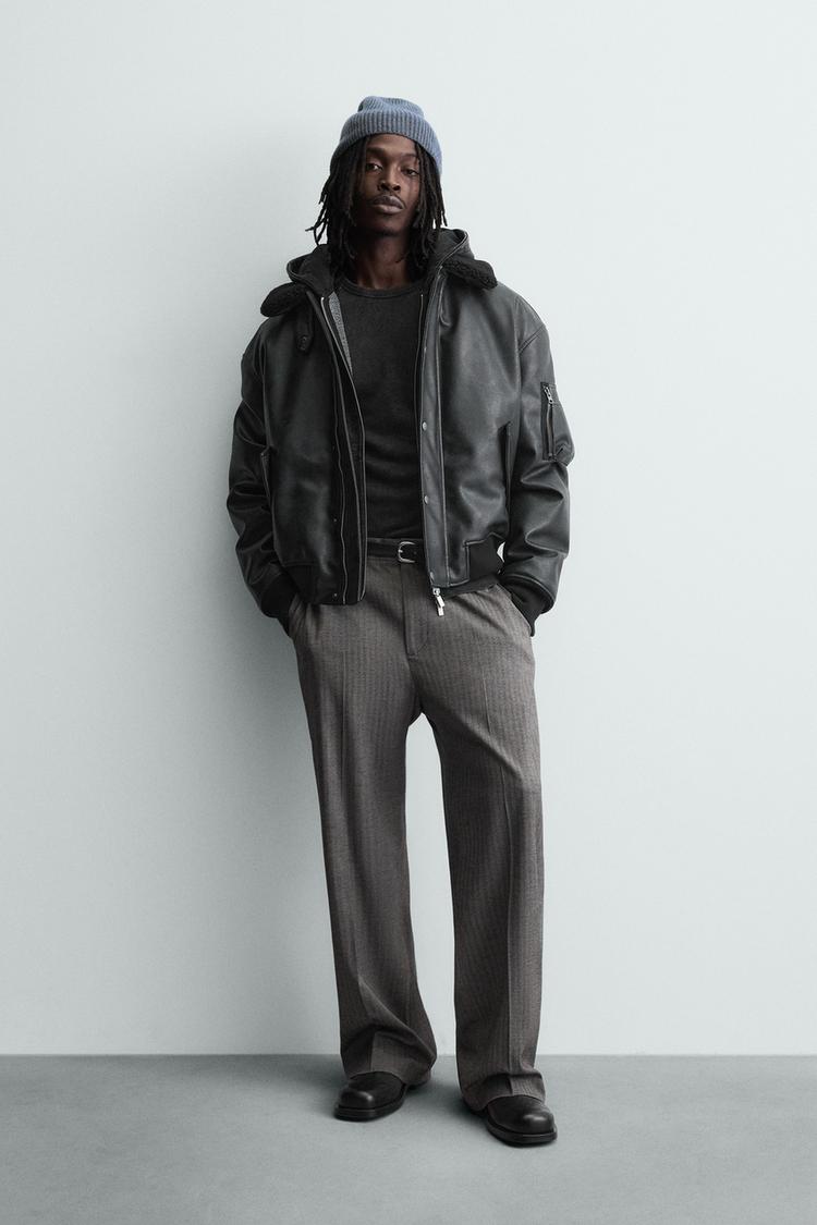 ÇIKARILABİLİR YAKALI SUNİ DERİ CEKET