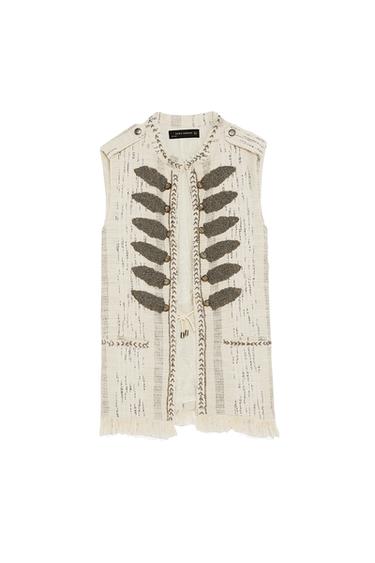 SHINY WAISTCOAT WITH EMBROIDERED BEADS