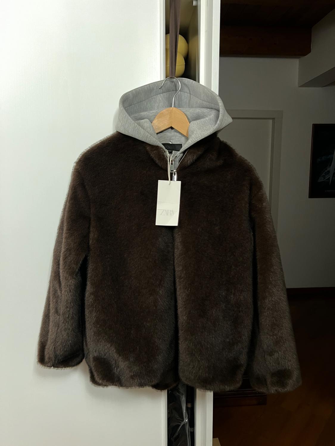 CONTRAST BOMBER JACKET WITH FAUX FUR HOODIE - Image 8