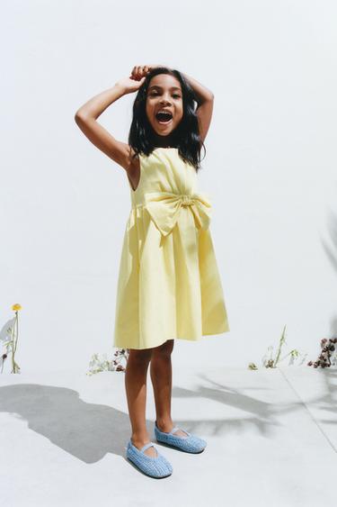 POPLIN DRESS WITH BOW - Yellow by Zara