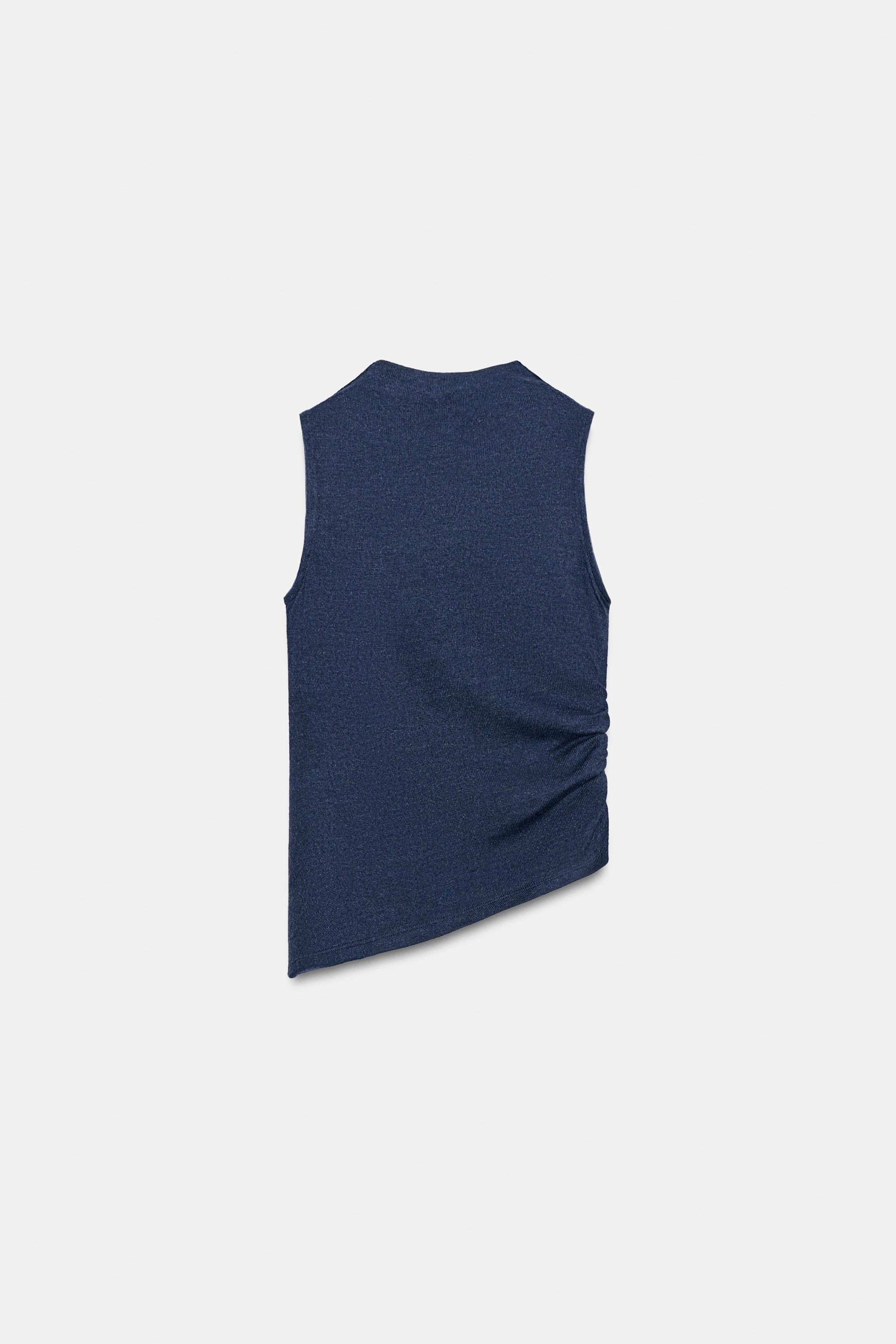RUCHED MOCK NECK T-SHIRT