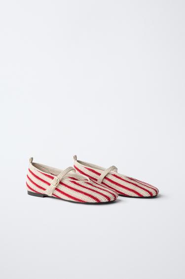 BALLERINES EN CROCHET - Rouge de Zara - Image 1