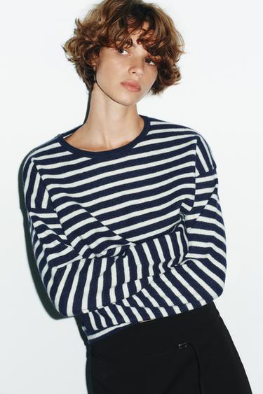 PULL EN MAILLE À RAYURES 100% LAINE - rayures de Zara - Image 1