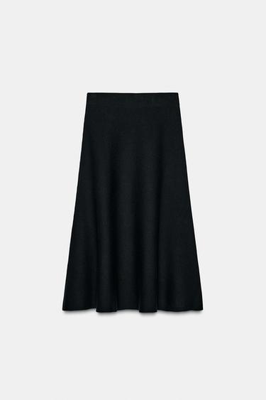 KNIT FLARED MIDI SKIRT - Black by Zara - Image 5