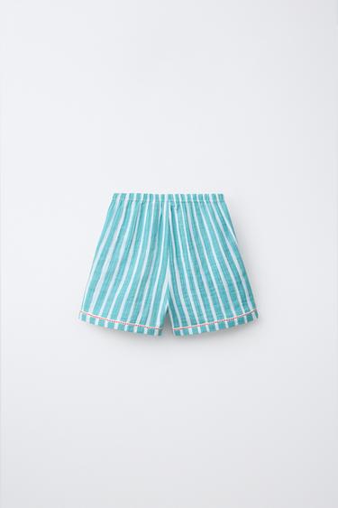 2-6 YEARS/ STRIPED PYJAMAS WITH EMBROIDERED FLOWERS - Blue/White by Zara - Image 4
