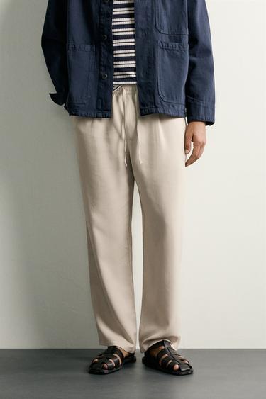 PANTALÓN RELAXED FIT 100% LYOCELL - Beige de Zara