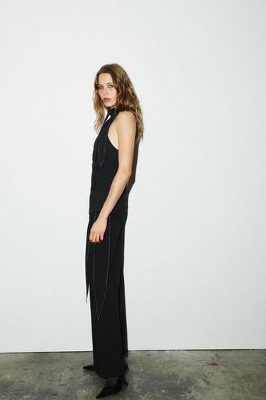 TOP WITH KNOT AND TOPSTITCHING - Black by Zara - Image 3