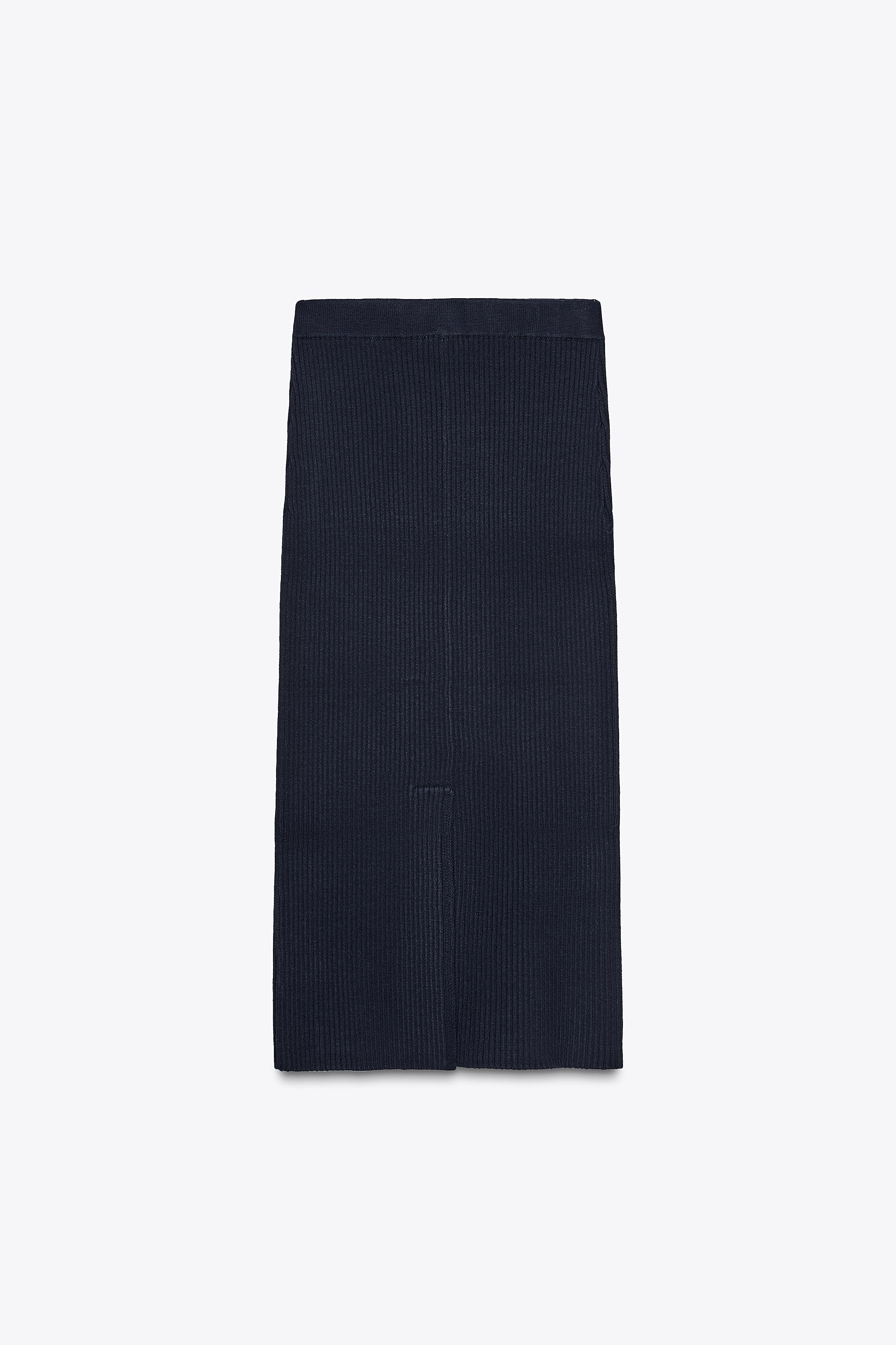 RIB KNIT MIDI SKIRT - Navy blue | ZARA South Africa