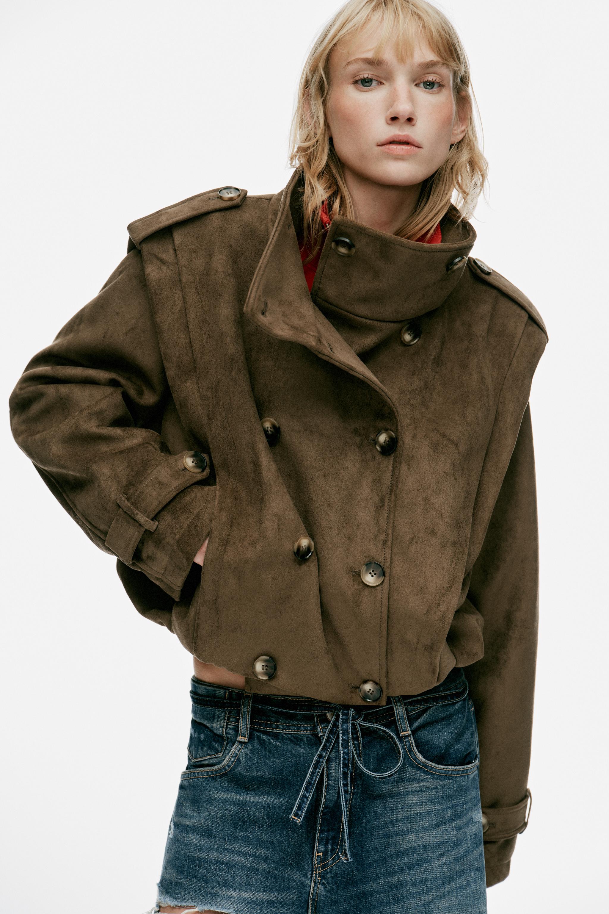 Zara KISA PİLELİ SUNİ SÜET TRENÇKOT görsel 3