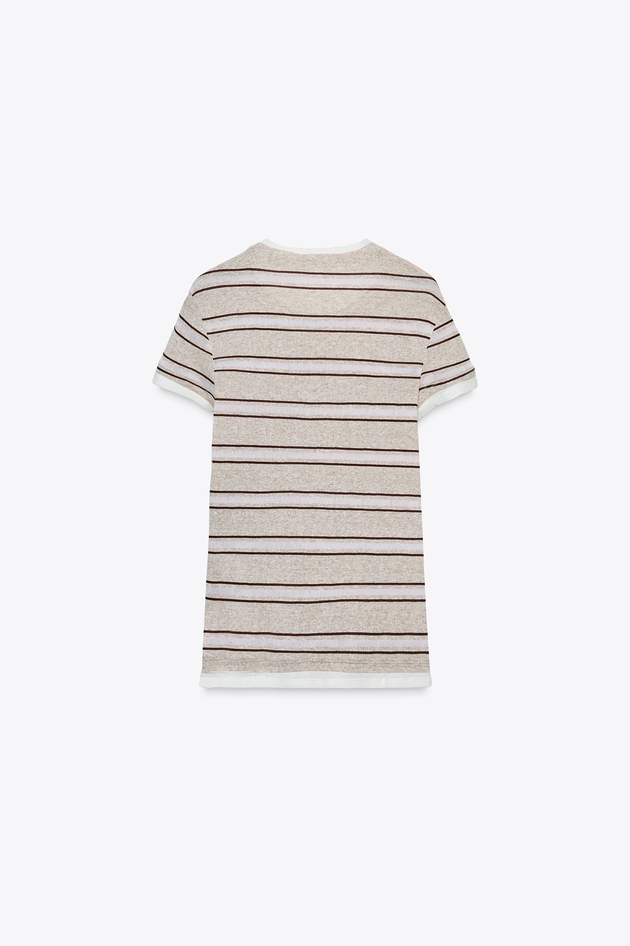 DOUBLE STRIPE T-SHIRT - Chocolate brown | ZARA Thailand