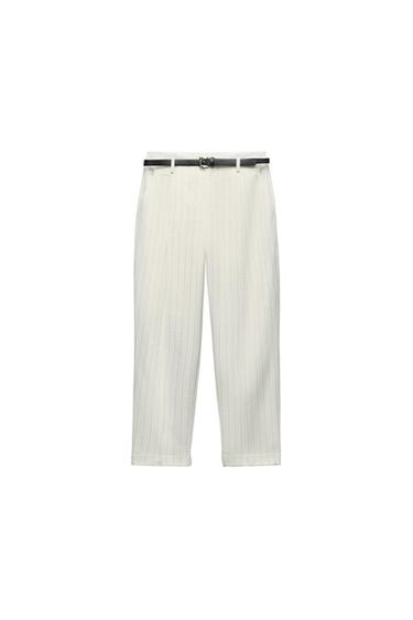 STRIPED TROUSERS WITH BELT