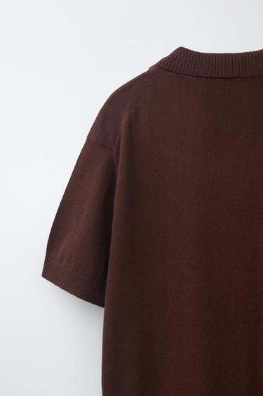 POLO EN COTON ET LIN - Marron de Zara - Image 3