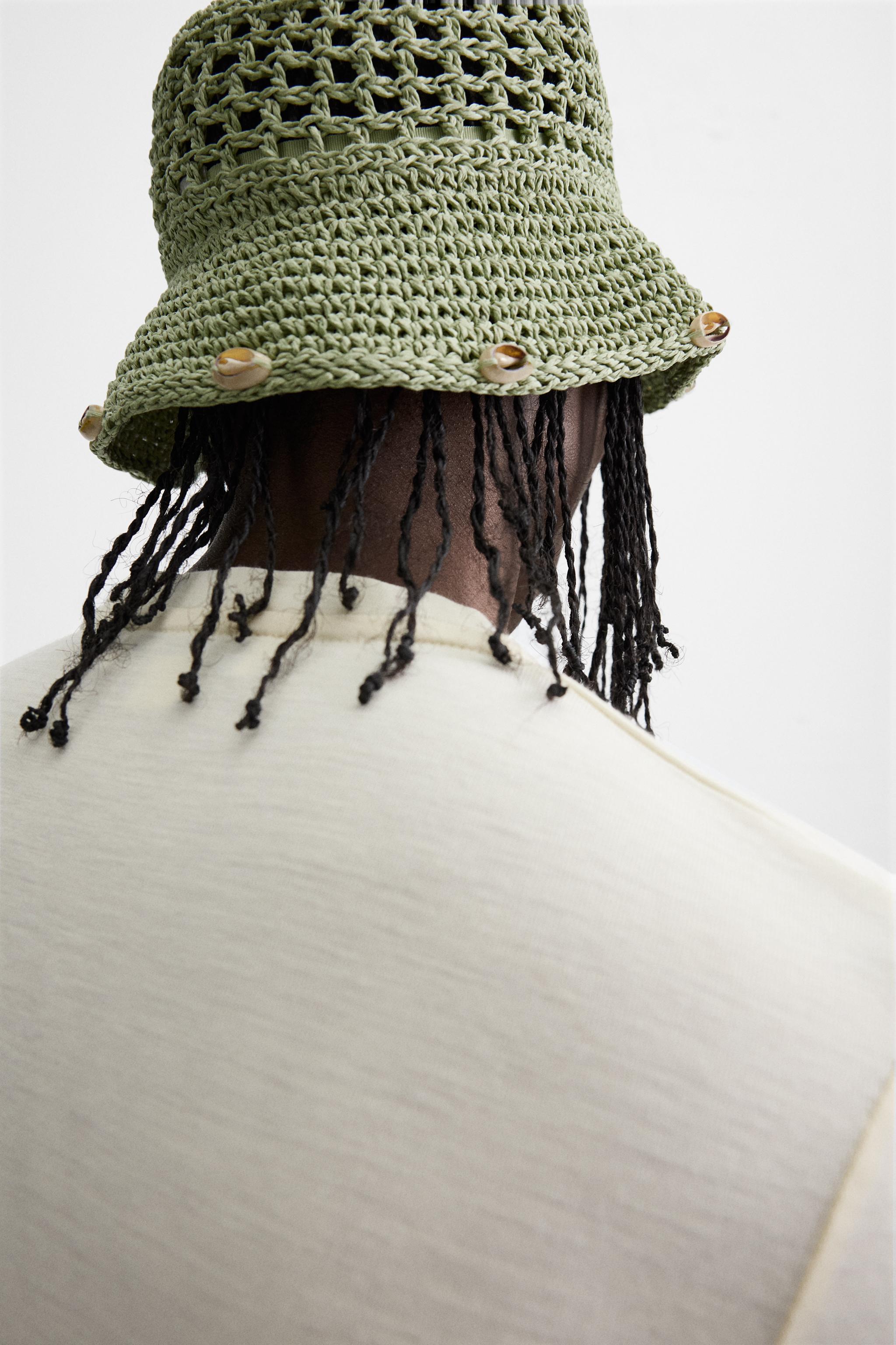Zara crochet shells hat, CROCHET HAT WITH SHELLS - Light green | ZARA Australia main image 4