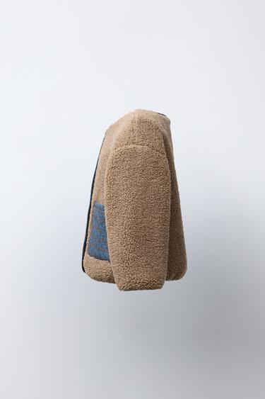 FAUX SHEARLING PATCHWORK FLORAL JACKET - camel by Zara - Image 2