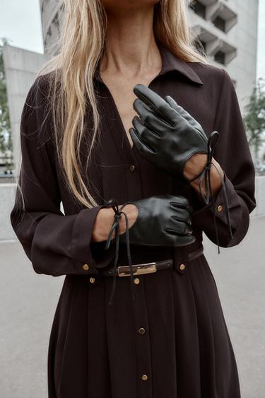 ROBE CHEMISE MI-LONGUE AVEC CEINTURE - Chocolat de Zara - Image 6