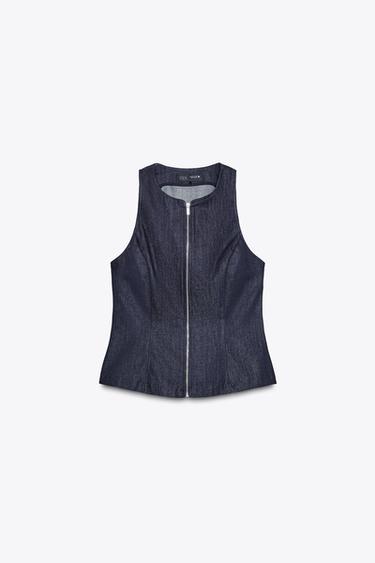DENIM-TOP MIT REIßVERSCHLUSS ZW COLLECTION - Blau von Zara - Bild 0