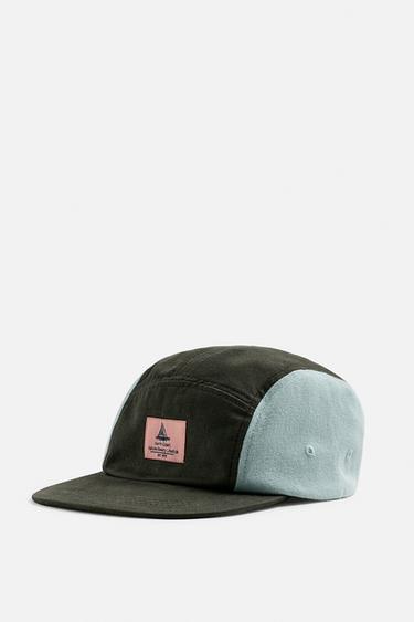 Zara 撞色拼接貼布棒球帽 - 卡其色