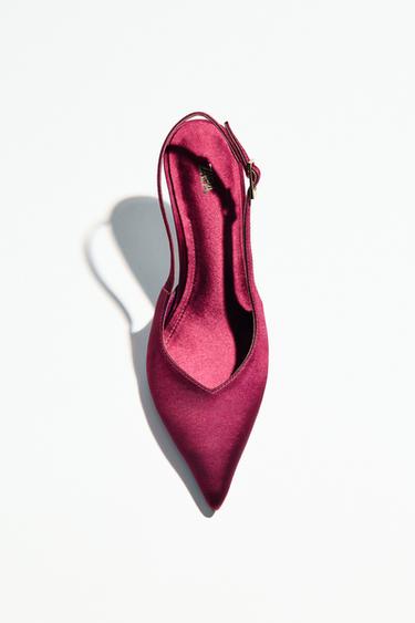 SATIN-EFFECT SLINGBACK SHOES - Pink by Zara