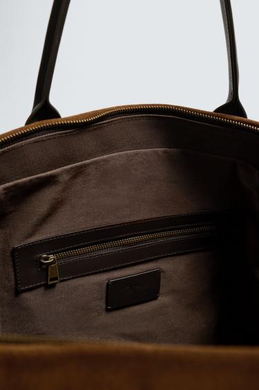 SAC SHOPPER EN CUIR - brun de Zara - Image 5