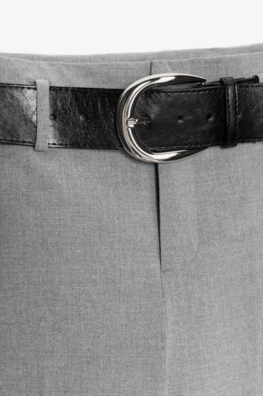 PANTALON ÉTROIT À CEINTURE - Gris de Zara - Image 7