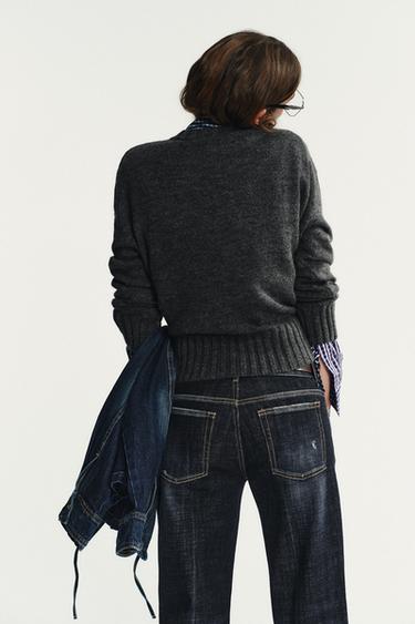 PULL EN MAILLE CÔTELÉE - Gris chiné de Zara - Image 4