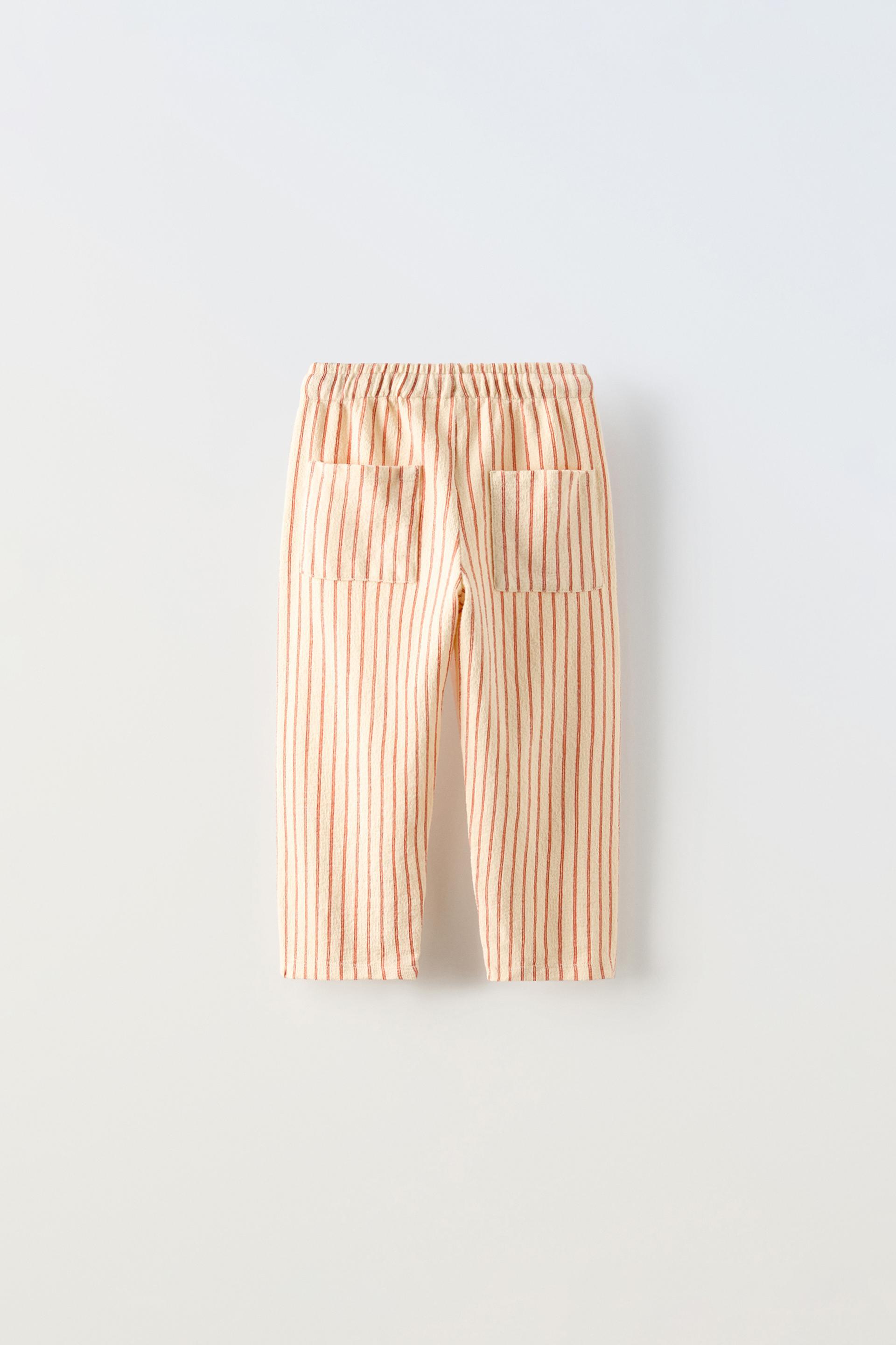 TEXTURED STRIPED PANTS Tangerine ZARA Canada