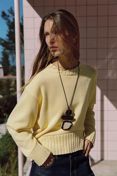 ASYMMETRIC HEM KNIT JUMPER - Yellow by Zara