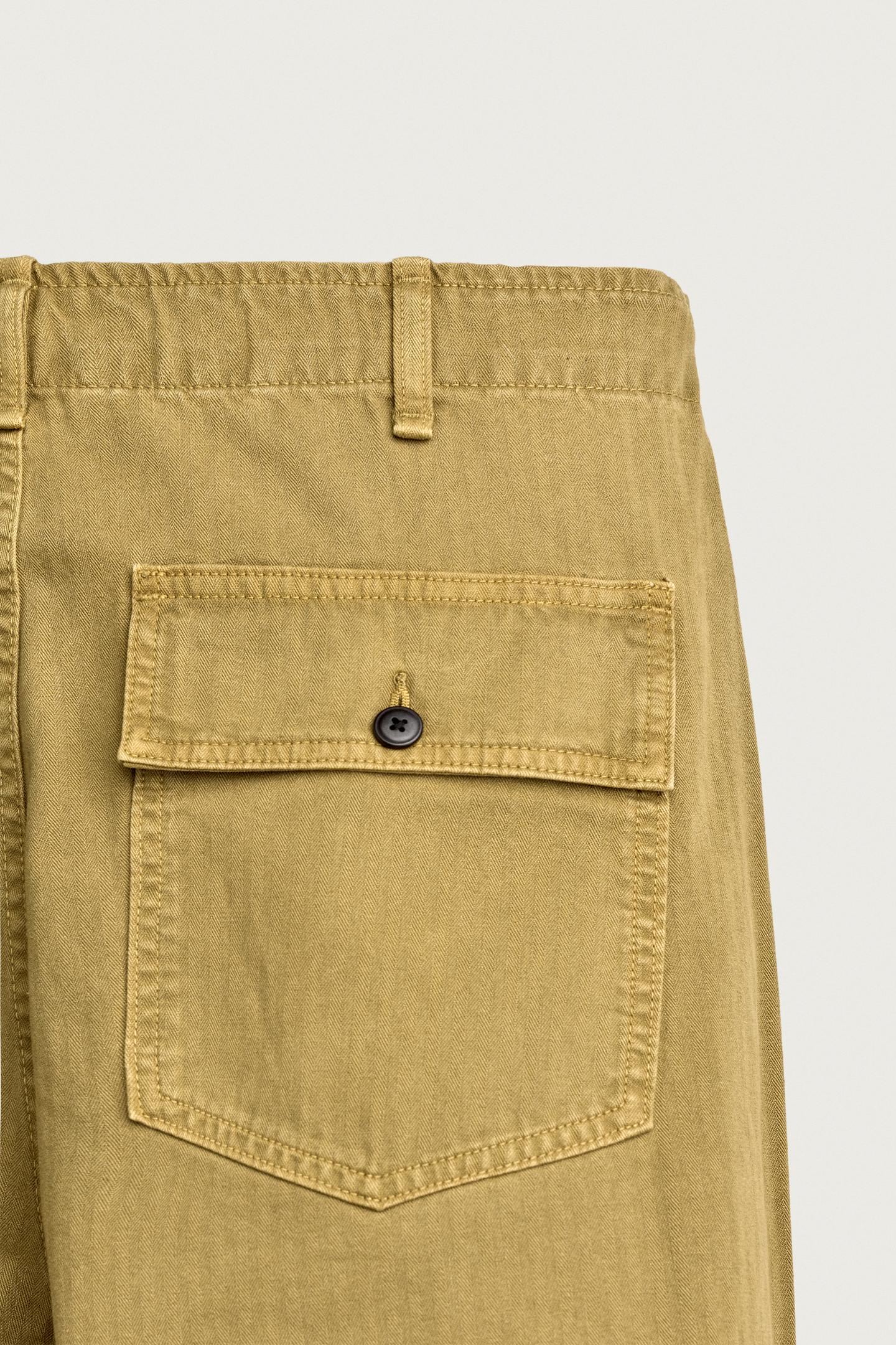 Мужские брюки Zara Washed Herringbone, цвет: Oil — фото 10