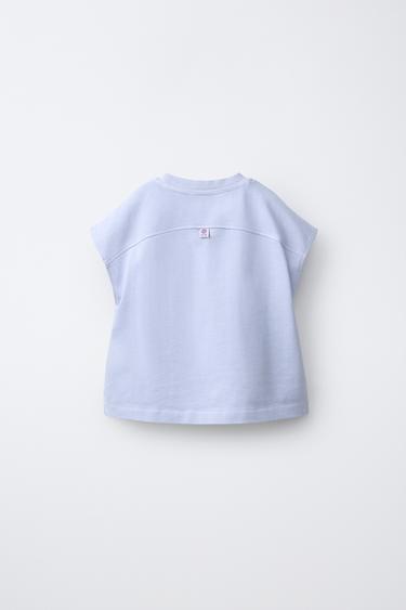 PLAIN T-SHIRT WITH LABEL - Blue / Lavender by Zara - Image 1