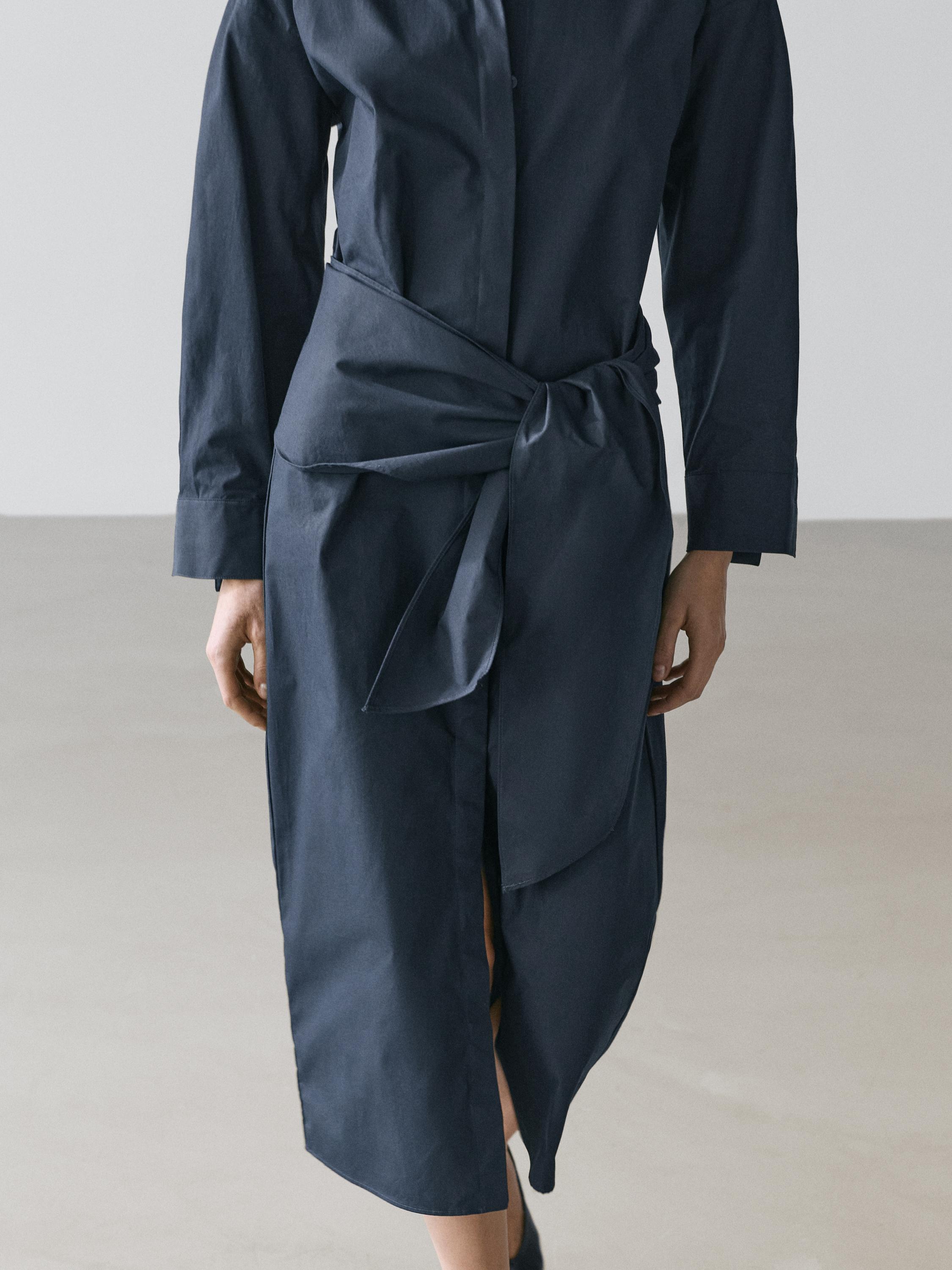 Midi shirt dress with scarf detail