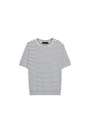 ნაქსოვი მაისური ზოლიანი მოკლე სახელო - Zara-ს striped